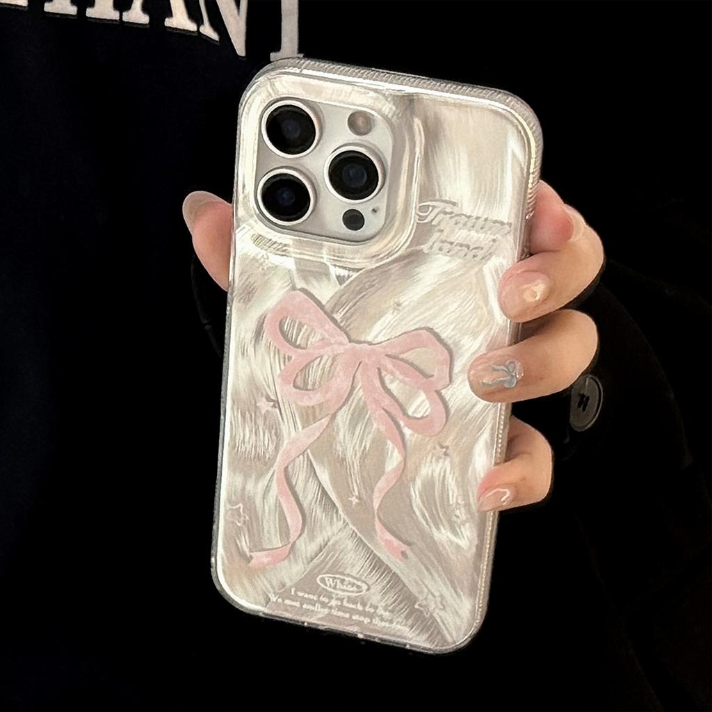 Glitter Bow Phone Case for iPhone 17 16 15 14 13 Pro Max, Cute Rhinestone Bowknot Shockproof Cover, Aesthetic Girly Protective Case