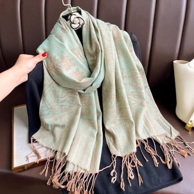Luxury  Autumn Cashmere Pashmina Shawl Lady Wrap Warm Winter Scarves Design Print Female Foulard Hijab Stoles Scarf