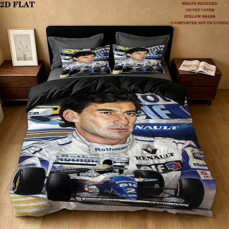 Ayrton Senna Bedding Quilt Set Quilt Cover Pillowcase Home Decoration Birthday Gift (1 * duvet cover + 2 * pillowcase, without core)