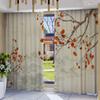 2PC Home Flowers and Birds Curtains With Landscape Background And Pole Pocket Curtains, Kitchen, Coffee Shop, Living Room, Bacon