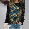 Fashionable round neck long sleeved printed casual loose streetwear