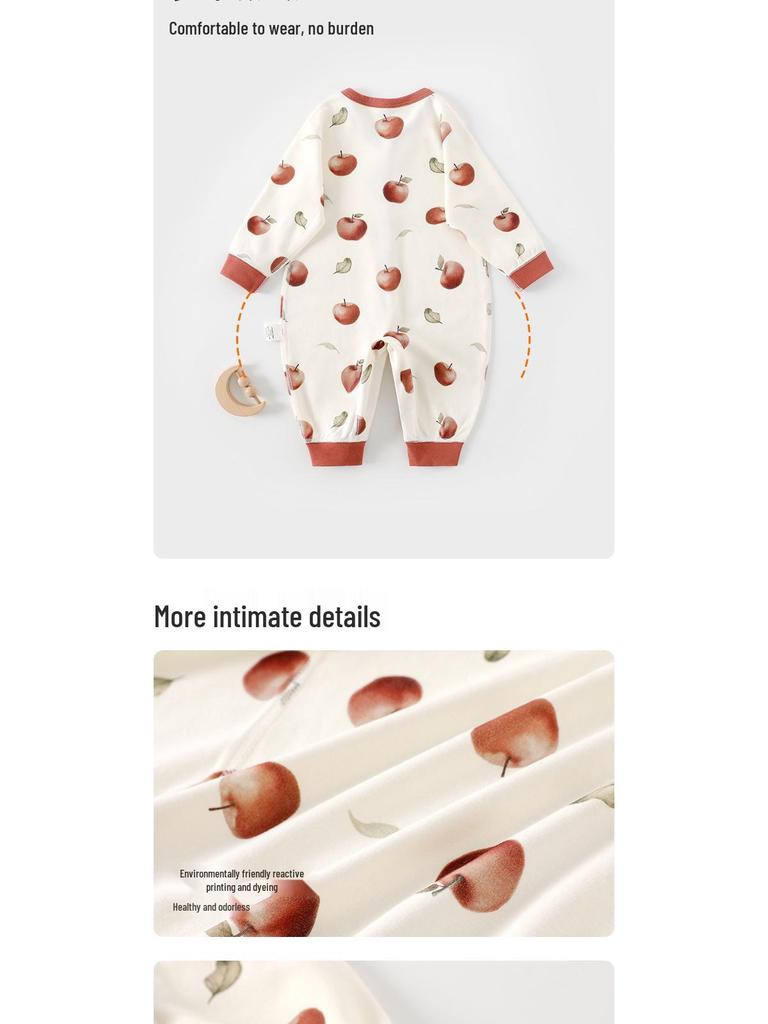 Pure Cotton Baby Jumpsuit - Spring/Autumn Style, Class A Newborn Bodysuit for Crawling