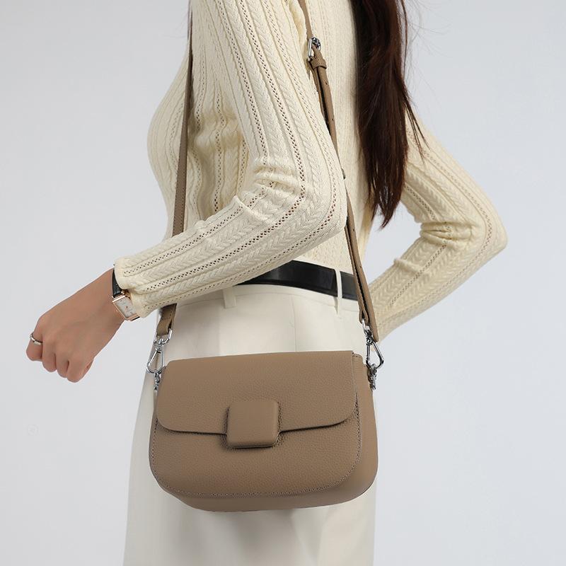 Genuine Leather Bag Fashionable Single-shoulder Crossbody Bag High-end and Versatile Saddle Bag