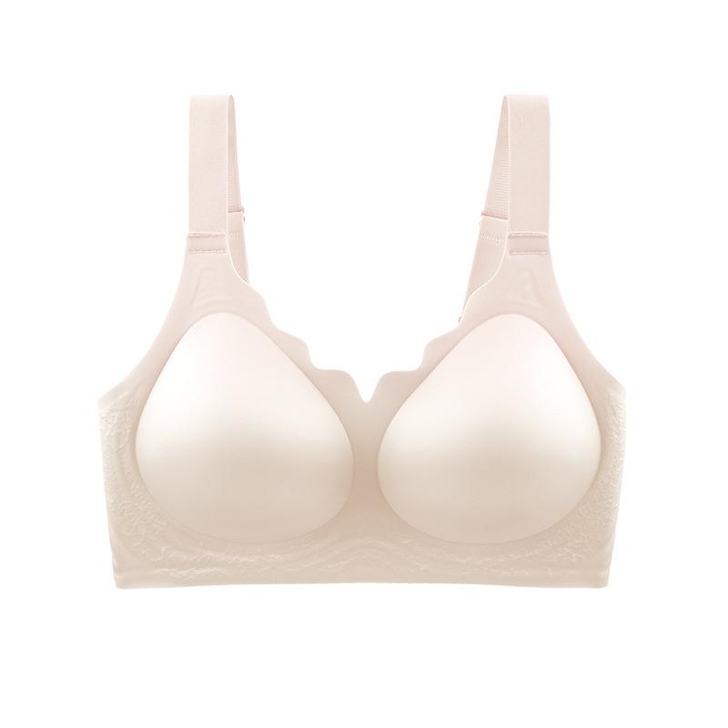 Big red silk jelly interlayer lifting soft support large size bra gathered anti-sagging comfortable pair of thin underwear