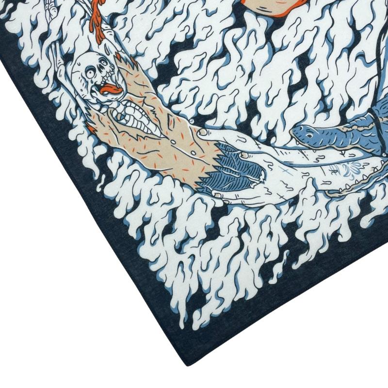 Skull Pattern Digital Print Headscarf for Street Dance Halloween Head Covering Outdoor Activity Hiking Cycling Headscarf