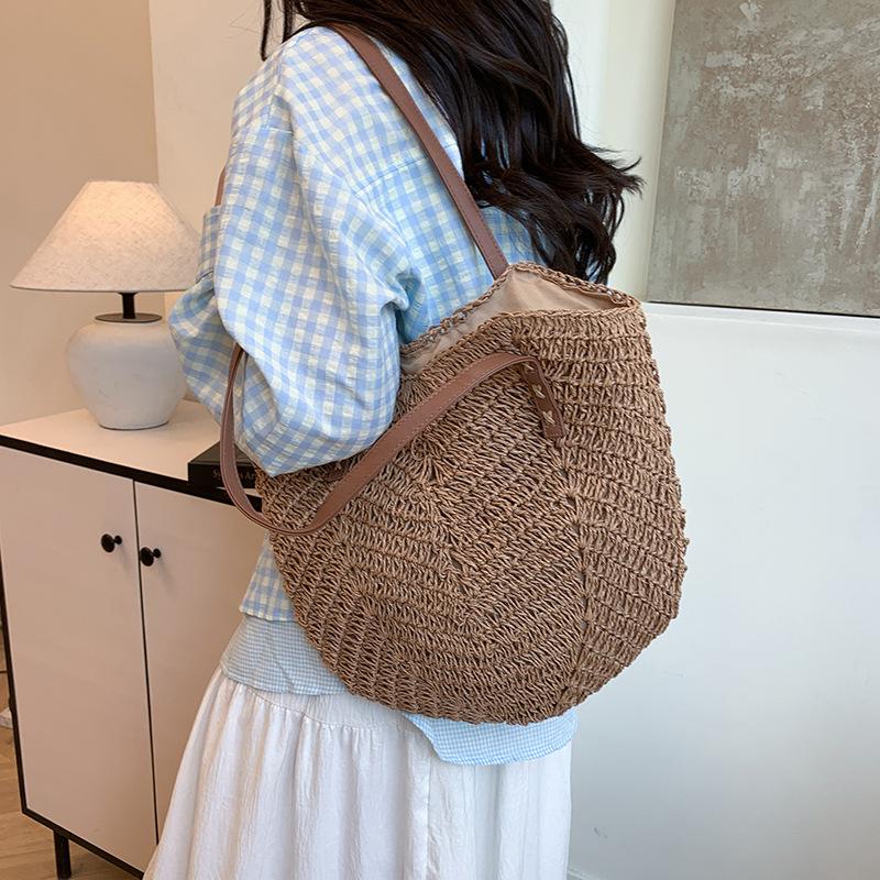 Shoulder Underarm Bag Ladies Vintage Tote Bag Summer Seaside Beach Vacation Woven Straw Bag