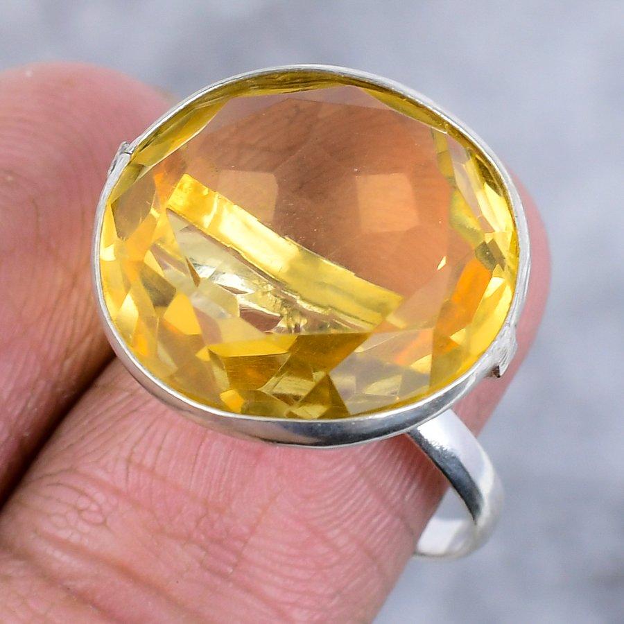 Citrine Handmade 925 Sterling Silver Jewelry Ring Size 8.5 L4k84