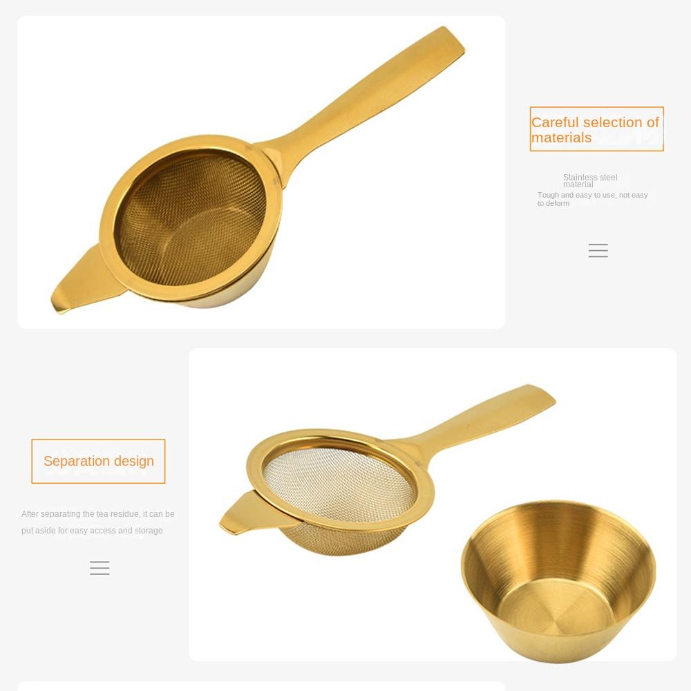 Stainless Steel Double Ear Tea Filter Easy Clean Tea Infuser with Drip Bowl  Kitchen