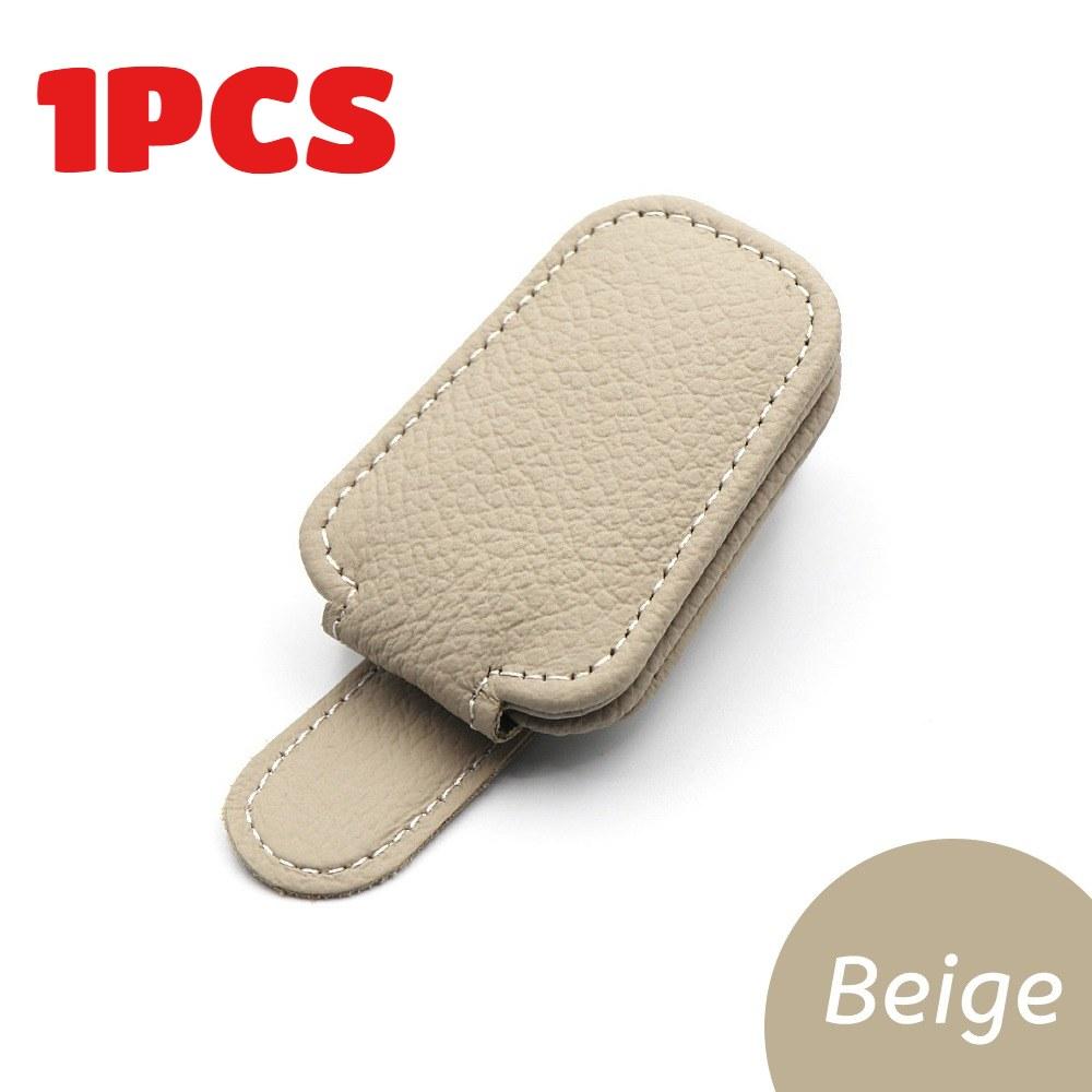 

Sunglass Holder for Car Visor Sunglasses Clip Magnetic Leather Glasses Eyeglass Holder Truck Interior Car Accessories Black/1PCS бежевый