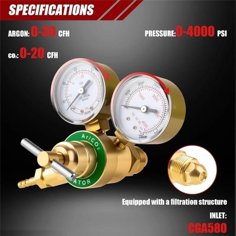 Pack of 1 Double Gauge Regulator with Precisions Filter System for Argon and CO2 Gas Control in Welding Applications