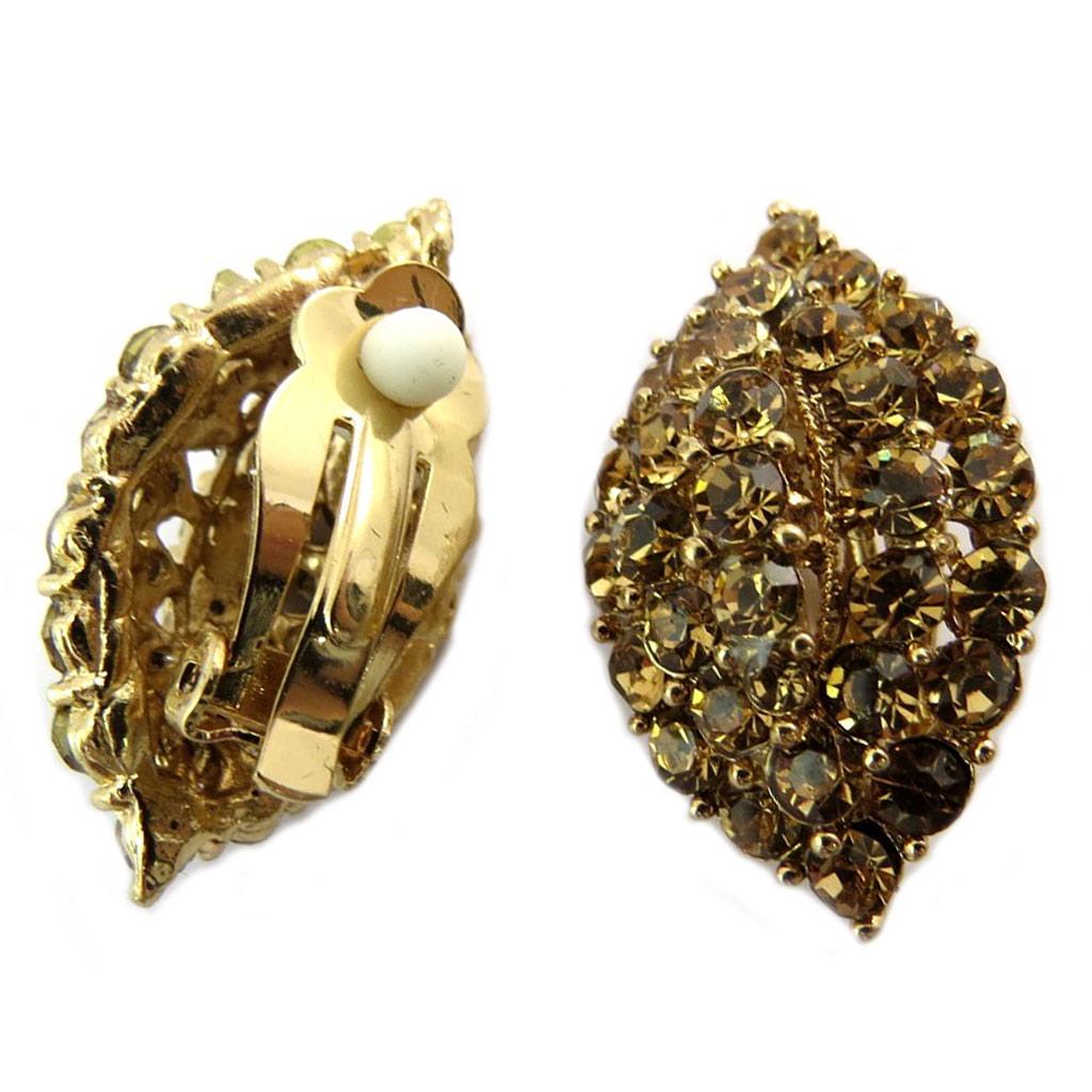 Les Trésors De Lily [P4641] - Golden Amber 'Sissi' Designer Clips - 30x18 Mm