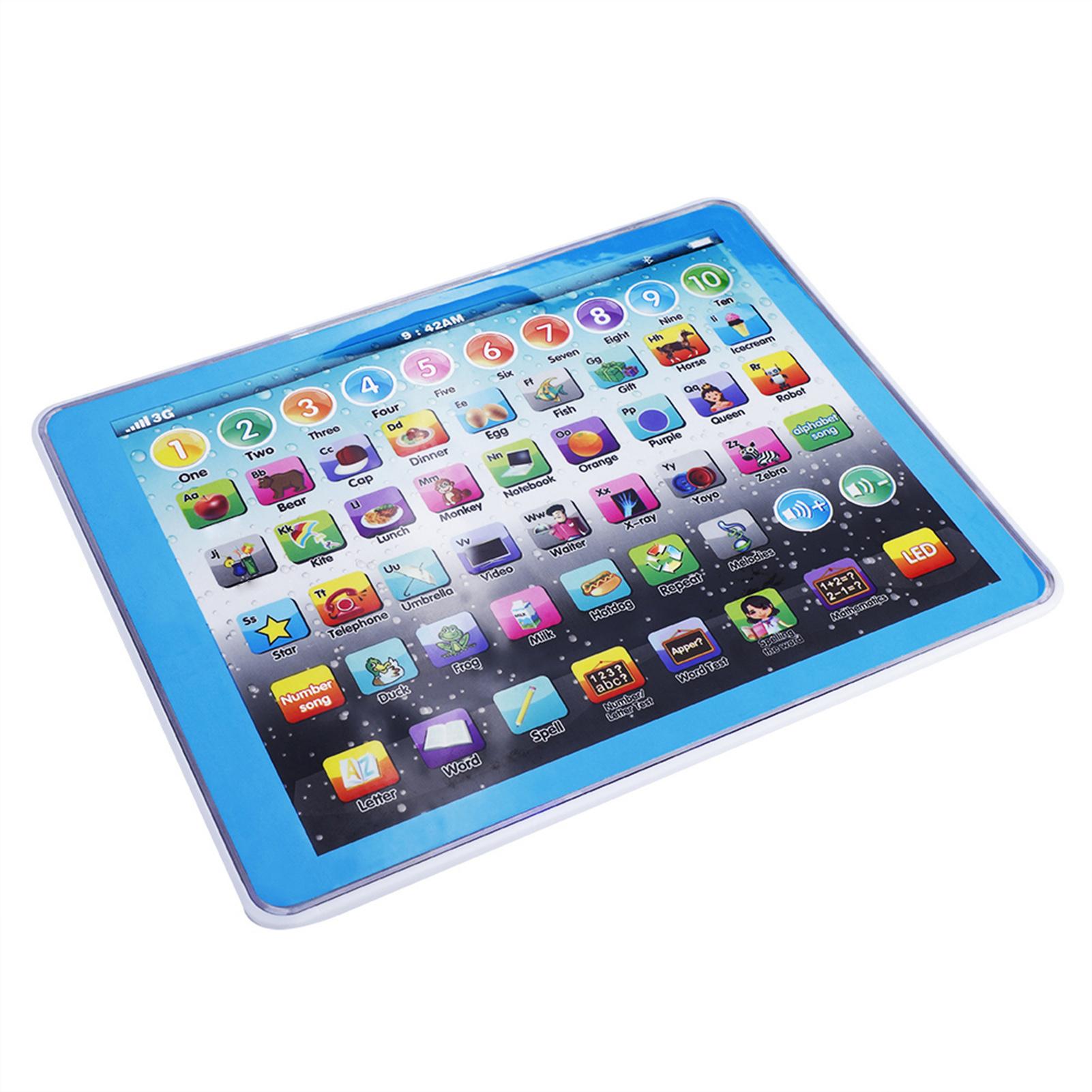 

Детский планшет для детей, электронный дошкольный английский, изучающий цифры, буквы, обучающая игрушка(розовый) синий