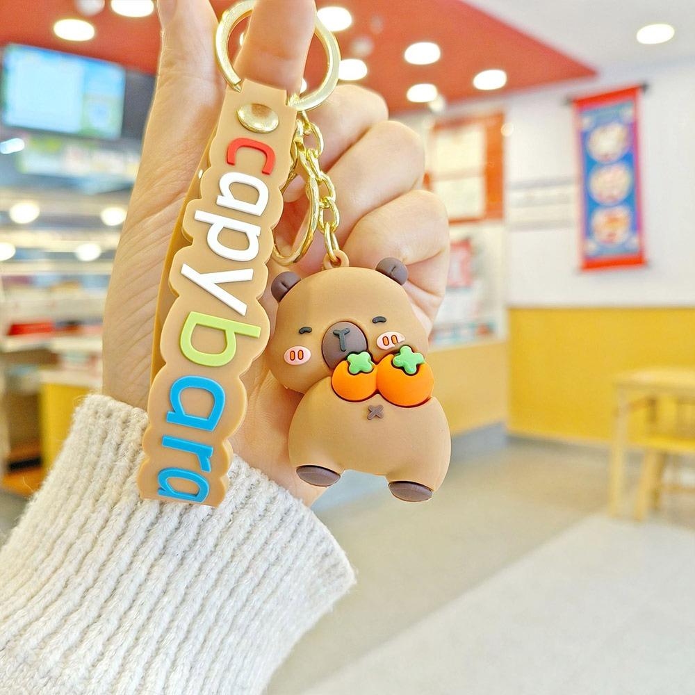 Car Ornament Cartoon Capybara Keychain Micro Landscape Desktop Ornament Keychain Pendant Doll  Gift