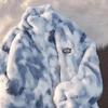 Women's 2025 Winter Japanese Tie-dye Gradient Lambswool Cotton Parka with Stand Collar