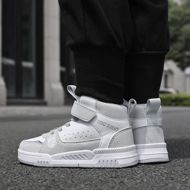 Moteable og praktiske borrelåssko med tykk såle og høy ankel for barn, utendørs fritidssportssko 28-39