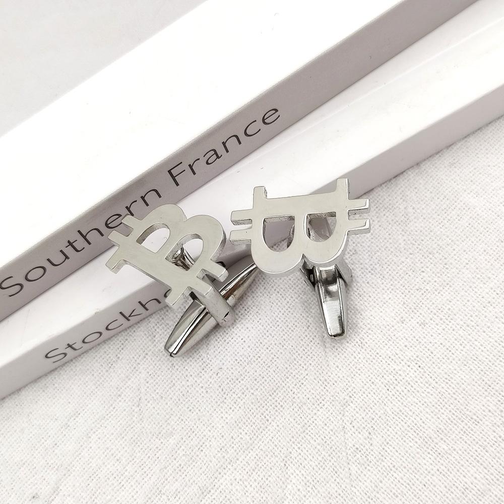 

Stainless Steel Bitcoin Pattern Cufflinks Charm Men s French Shirt Cuff Links Personalized Jewelry Birthday Gifts Wholesale
