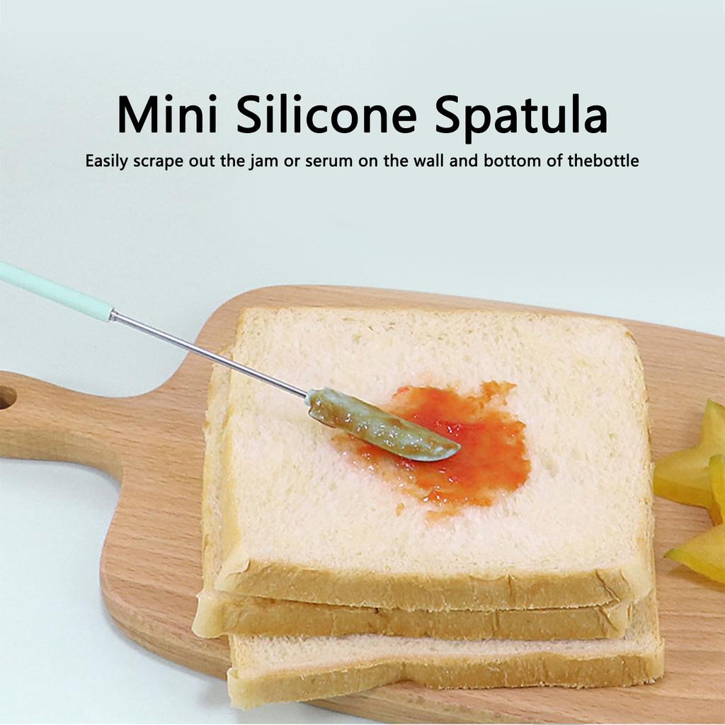 2 Stück Mini Silikon Spatel Set Lebensmittelqualität Edelstahl Einziehbarer Glaskratzer für Küche