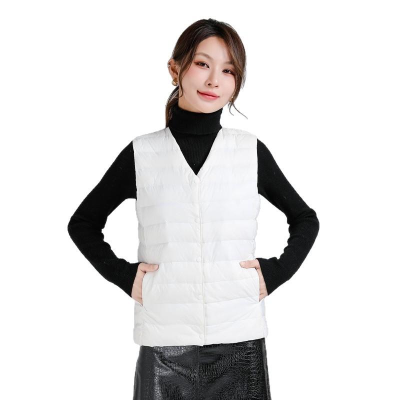 Womens Lightweight Duck Down Vest Sleeveless Puffer Gilet Warm Inner Layer Slim Fit Short Coat