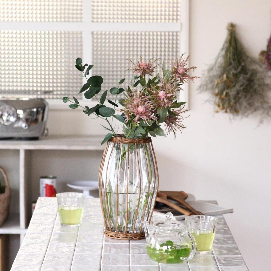 SPICE OF LIFE FONTAINE Korbgeflecht Blumenvase, Lang, 17cm Durchmesser, 30cm Höhe, LYGN1010