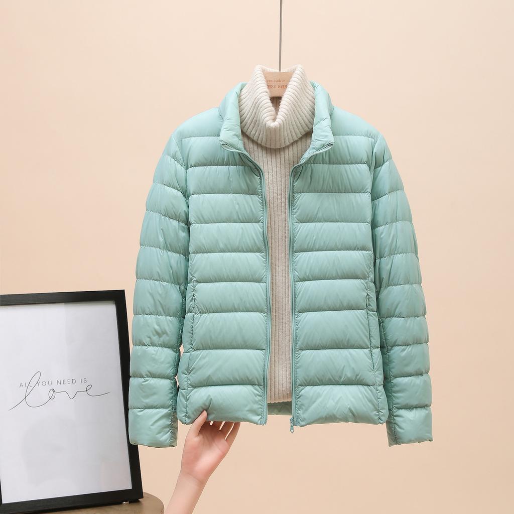 Women's Stand Collar Long Sleeve Puffer Jacket Regular Fit Commuter Style Lightweight Down Jacket