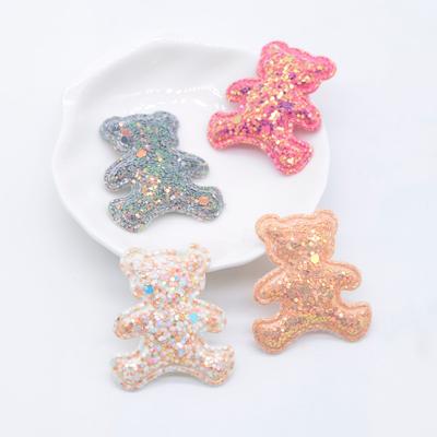20 adet 32*36mm Glitter Deri Yastıklı Ayı Aplikler Zanaat Elbise Dikiş Malzemeleri DIY Şapkalar Klipler Yay Dekor Aksesuarları
