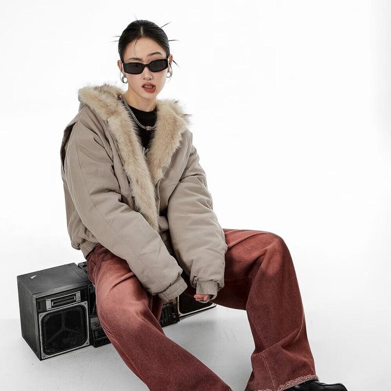 

Женская стеганая куртка ICH MODE в американском стиле с меховым воротником XL