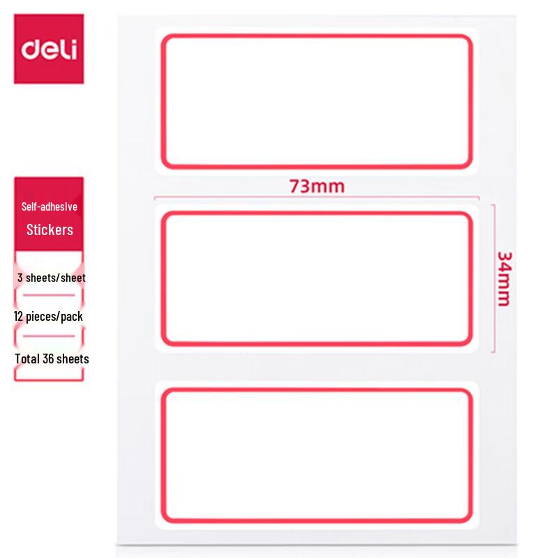 Deli Red Frame Self-Adhesive Label Stickers