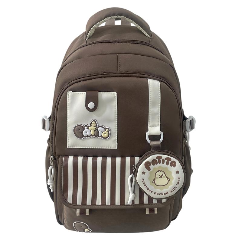 Color Block Student Schoolbag Women College Style Backpack