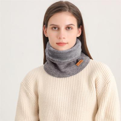 Yousheng Women Men Winter Neck Gaiter Solid Color Circle Loop Scarf Solid Color Thick Fleece Lining Knitting Scarf