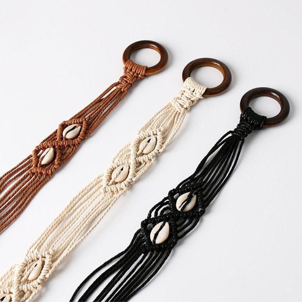 Bohemia Braided Waist Chain Versatile Lace-up Waist Belt Retro Tie Waist Rope  Women's Fashion