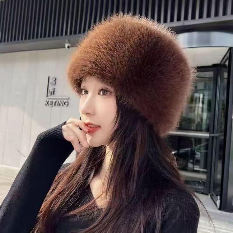 Autumn Winter Plush Faux Fur Bucket Hat: Fairy Princess Style