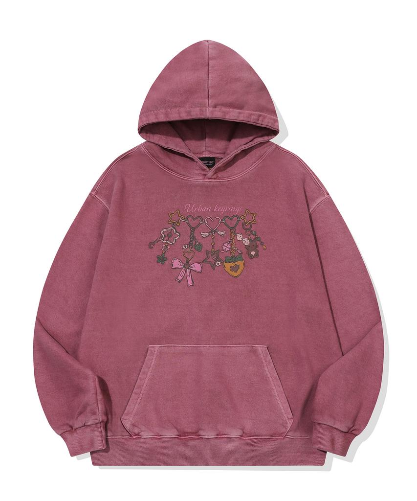 Urban Keyring Crop Pigment Hoodie Dusty Pink