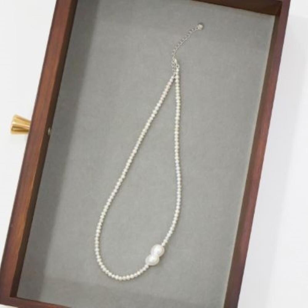 [Osjarak] Women's Ugly Rice Pearl Point Silver 925 Classic Necklace