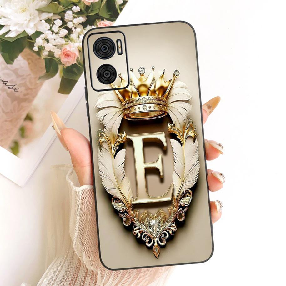 For Motorola Moto E22i E22 E22s Case Luxury Crown Letters Soft Silicone Back Cover For MotoE22 E 22 E 22i E 22s Shockproof Funda