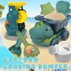 Beach Toy Car & Shovel Set -Dinosaur Themed Sand Toys with Hourglass Dredger Fun Beach Activity Kit for Ages 3-8 Kids Sand Scoop