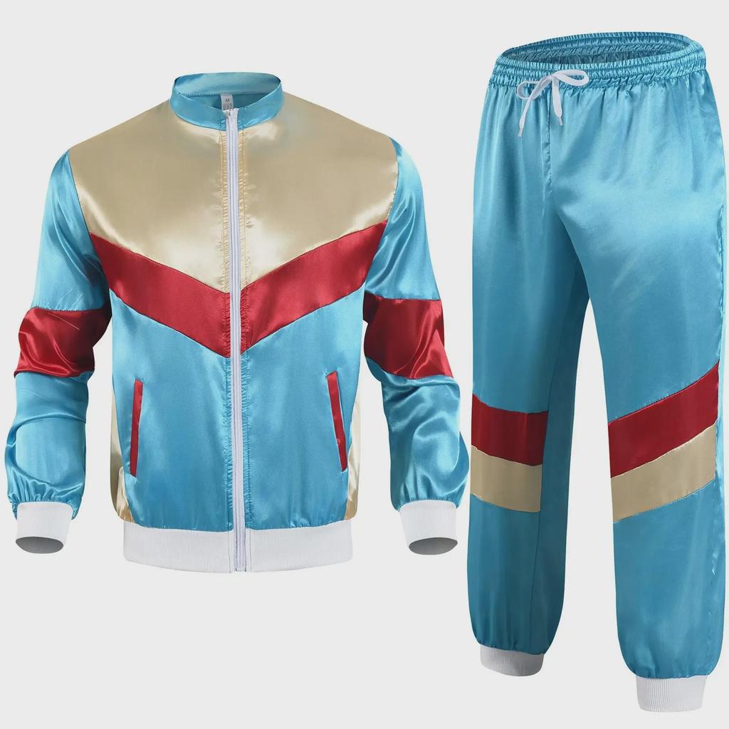 80s Retro Disco Tracksuit: Jacket and Pants Jogging Suit for Theme Parties