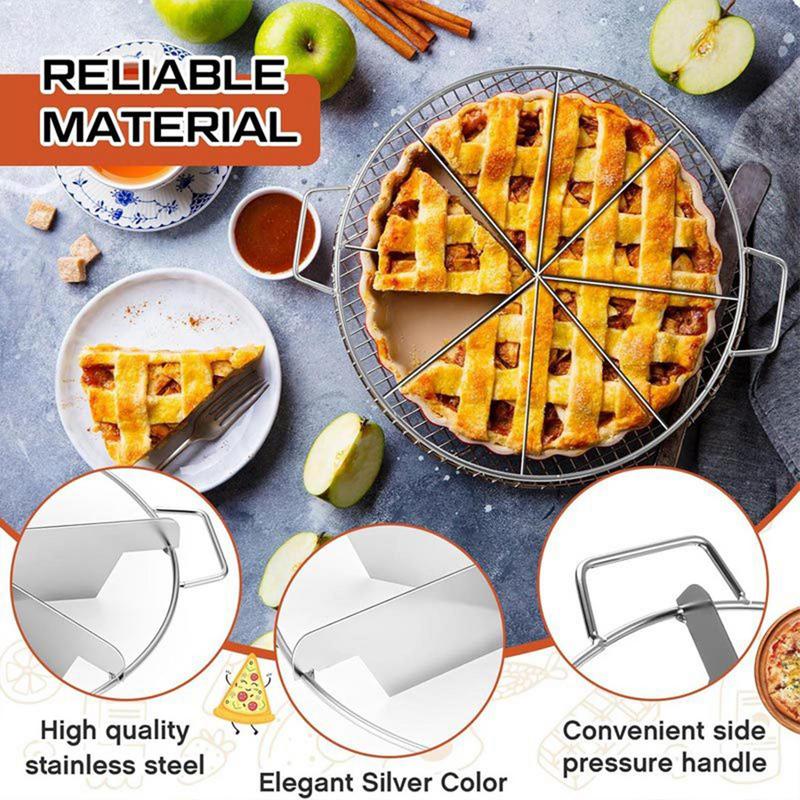 Stainless Steel Cake Cutter Slicer Pizza Pie Cutter 6/7/8 Equal Portion Marker Round Bread Divider Pastry Cheese Pizza Cutter