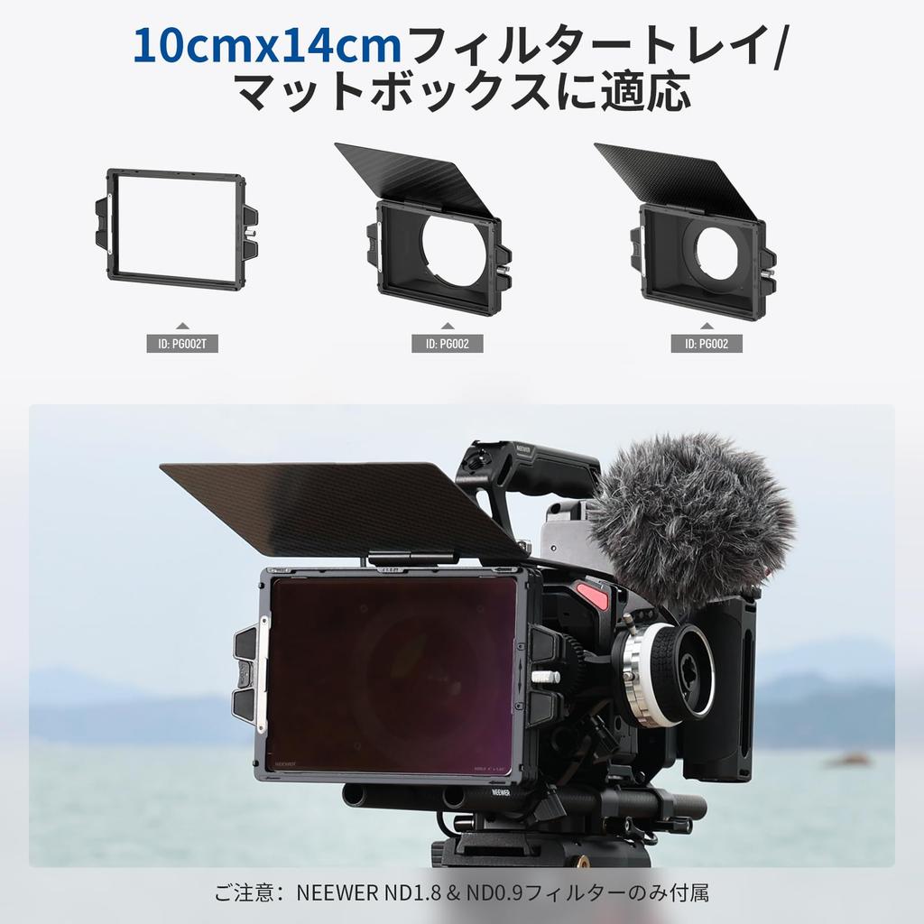 Neewer Square Pack of ND x Nema Compatible with Neewer Matte Boxes and Tilta SmallRig Filters, 2, 0.9/1.8 (3/6 Stop), 4" 5.65", Double-Sided 30-Layer