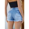 Nuovi Pantaloncini in Denim Elasticizzato da Donna, Orlo Sfilacciato Strappati Lavati Jeans Shorts per la Moda Estiva