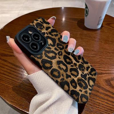 For iPhone 16 Pro Max Gold Leopard Silicone Leather Case For iPhone 14 Plus 13 12 11 15 ProMax Mini Soft Shockproof Full Cover