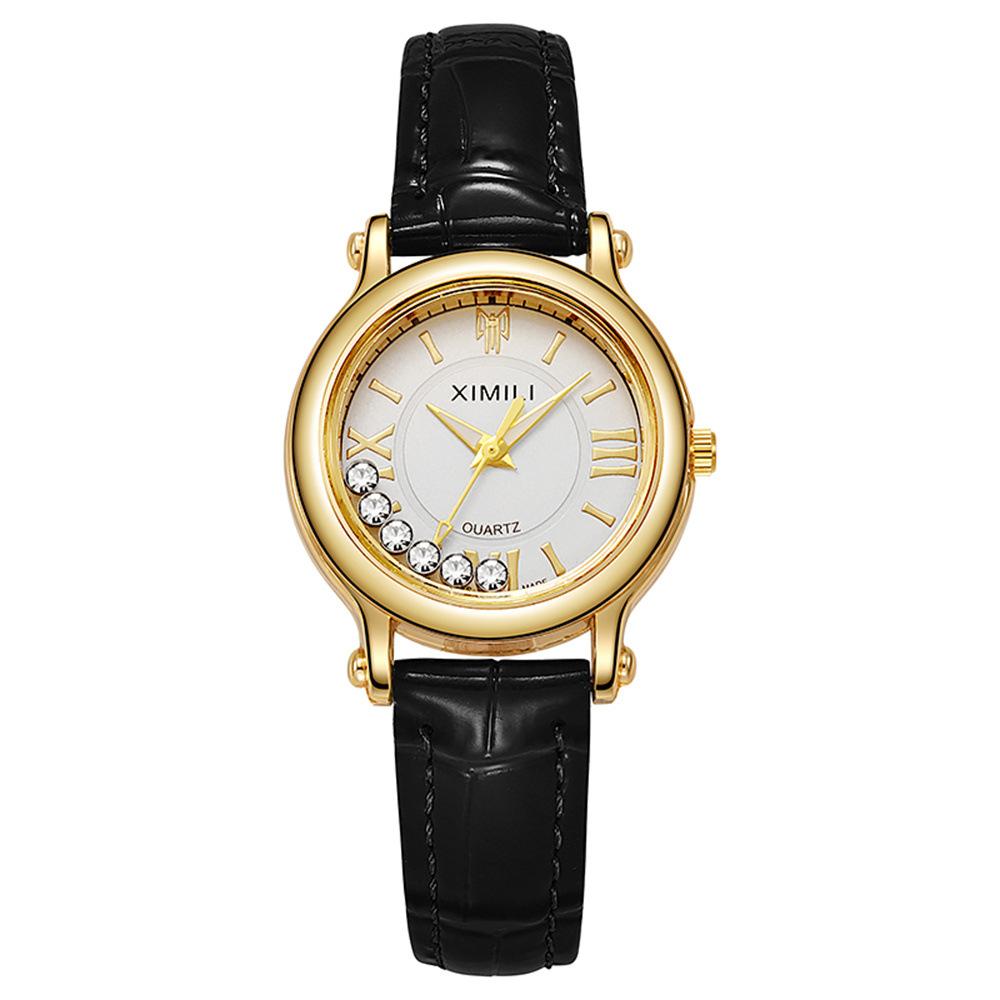 UTHAI New Women's Watch Ball Versatile Trend Female Fashion Quartz Watches Black Leather Ladies Student Clock Wristwatch Gift