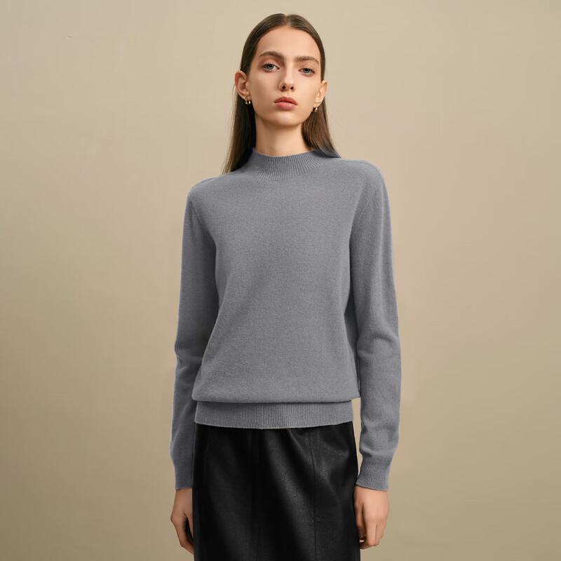 Elva' Island Women's Semi-High Collar Wool Knit Sweater