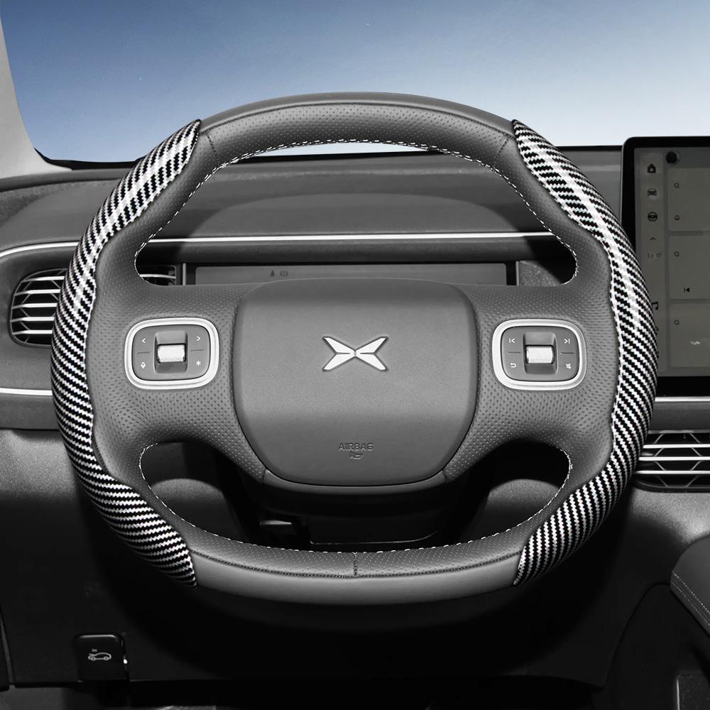 Zkfan8 Convient pour le volant Xpeng Texture Fibre de Carbone avec Design Segmenté à Libération Rapide, Durable, pour les Modèles Tels que G6 G9 P7 P7+