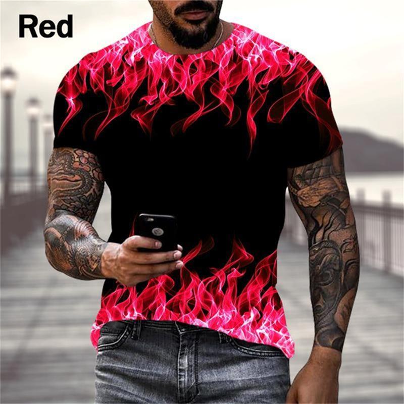 Summer Colorful Fire 3D Graphic Tee Shirt Men Women Harajuku Short Sleeve T Shirt Children
