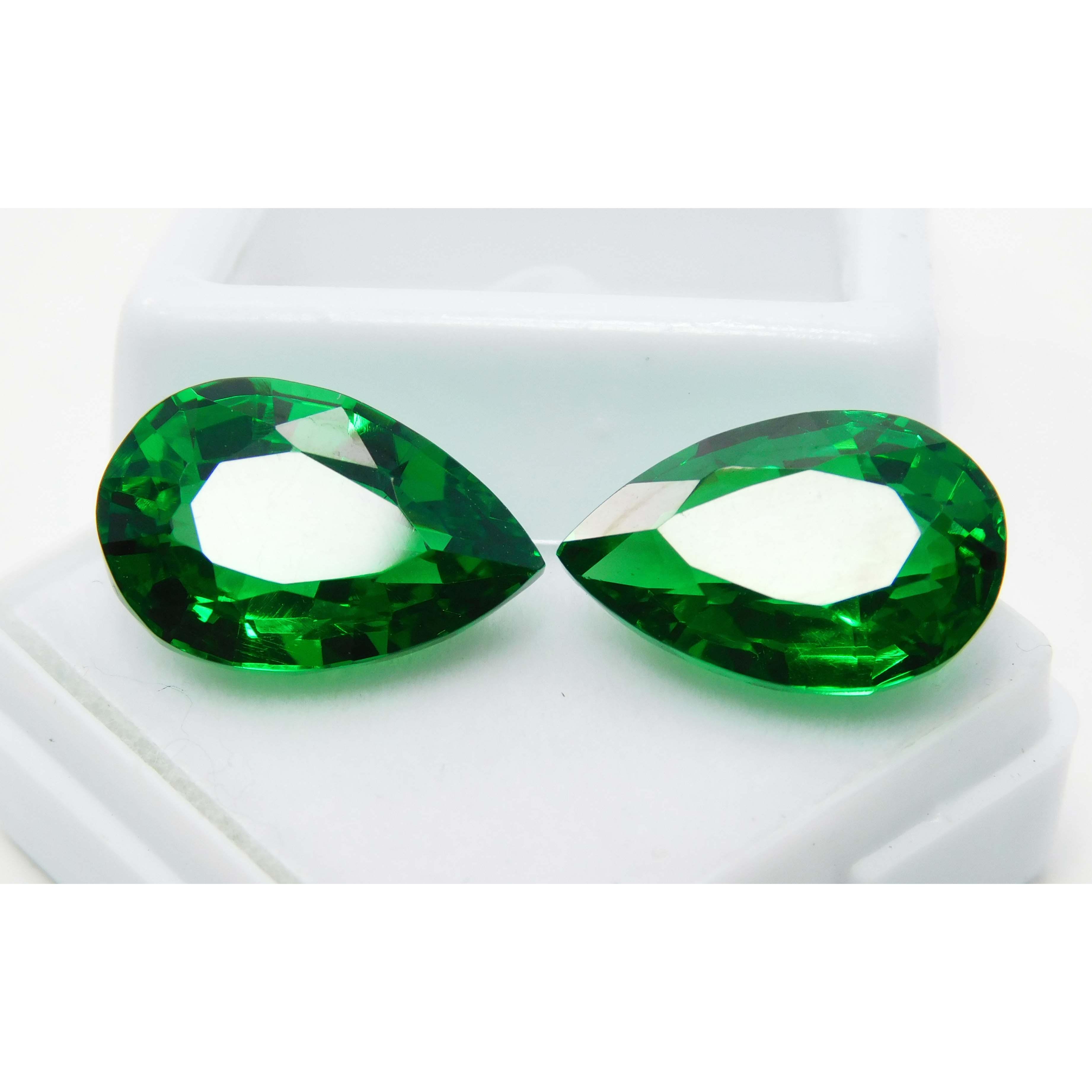 

Natural Tourmaline Green Pear Shape 20.60 Ct CERTIFIED Loose Gemstones Pair A-2126 15.4 mm each approx зелений