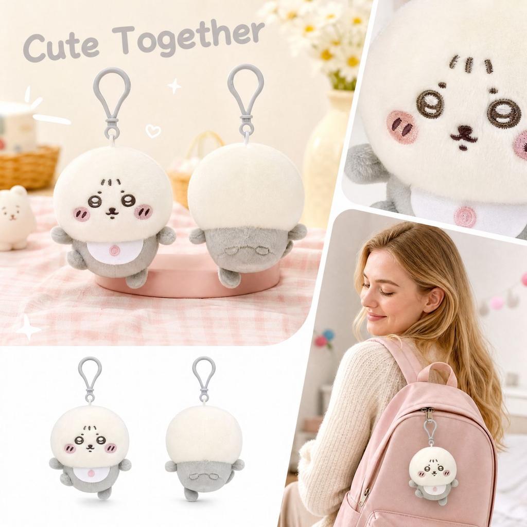 Cute Plush Keychain Pendant Soft Stuffed Toy Charm for Backpack Purse