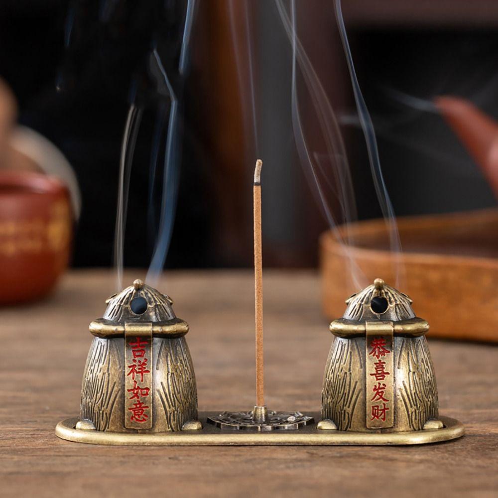 New Chinese Style Incense Burner Zinc Alloy Incense Holder Good Symbolism Indoor Aromatherapy Incense Burning Home Decoration