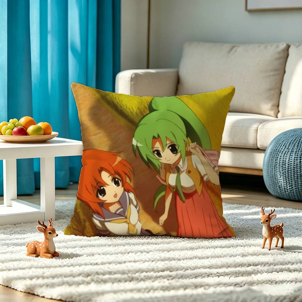 H-Higurashi When They Cry Pillow Case Square Double-Sided Sofa Cushion Cover Bedroom Bedside Pillow