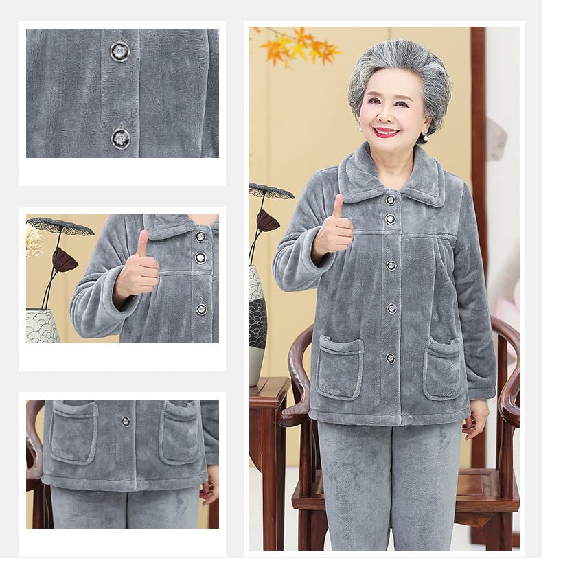 MTKCNTL Winter Loungewear Fluffy and Plus Sizes for Micro Wearable Christmas Gift for Seniors Women's Pajamas, Fleece-Lined Set, Seniors, Open-Front