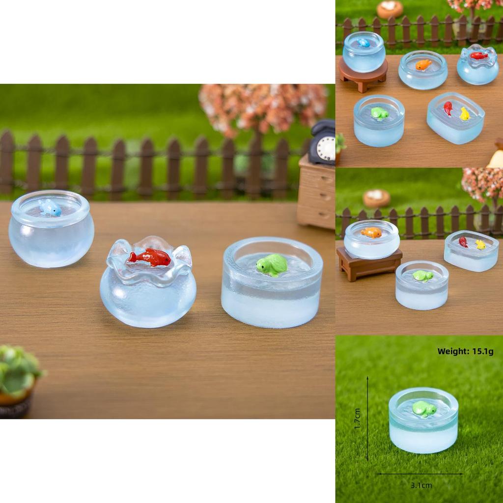 Resin Fish Tank Noctilucent Miniature Dollhouse Decor For Birthday Party Tabletop Ornament